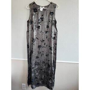 LosAngelesGal Vintage Floral Silver Tank Maxi Dress Size 12